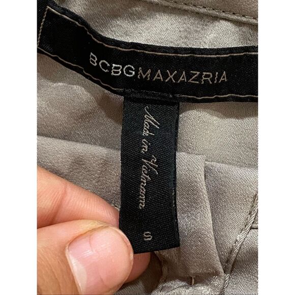 BCBG Max Azria Taupe High-Low Blouse Women’s Small - Picture 3 of 6